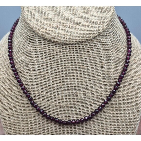 Purple Faceted Glass Bead Artisan Made Choker Necklace 16" Whimsy Goth Witchy - Picture 7 of 9